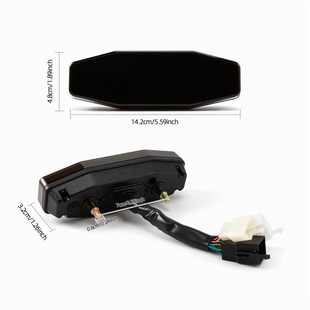 Compteur de vitesse universel pour moto APEBAZY avec rétroéclairage LED, compteur kilométrique numérique, capteur de vitesse et indicateur de rapport engagé