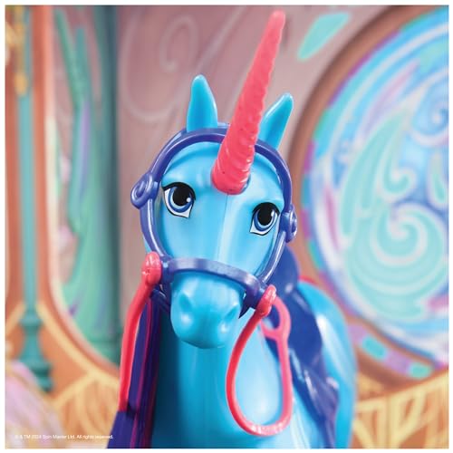 Unicorn Academy Einhorn River - ca. 28 cm großes Einhorn von Isabel zur beliebten Netflix-Serie, mit beweglichem Kopf, abnehmbarem Zaumzeug und Sattel für realistisches Rollenspiel, ab 4 Jahren