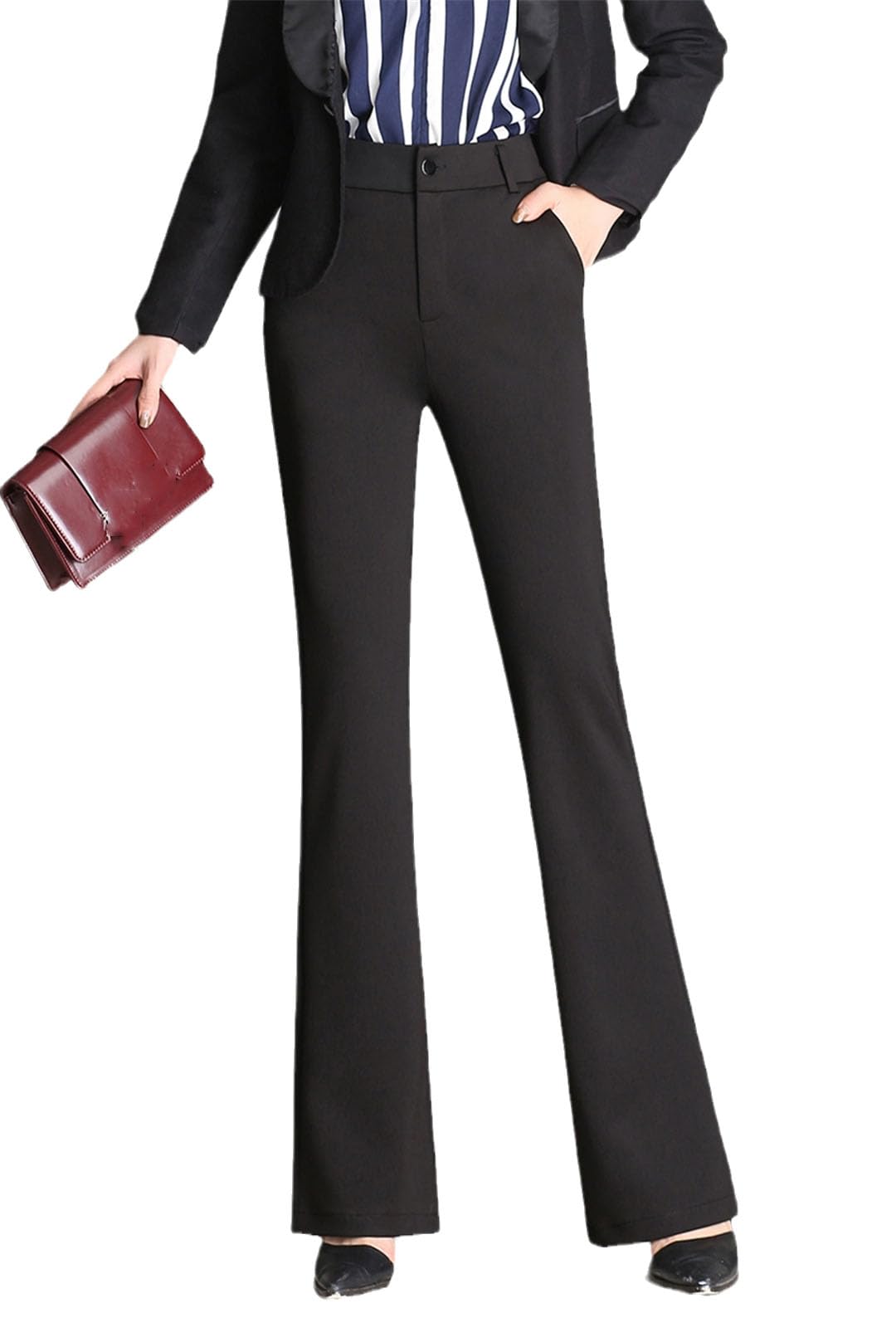Bollrllr Womens Harem Pants Plus Size Straight High Waist Work Flared Pants Casual Fashion