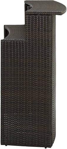 Miniatura 3 de vidaXL Mesa de bar para patio, ratán gris y acero con recubrimiento en polvo, mesa superior de 2 niveles para exteriores, ligera y resistente a la