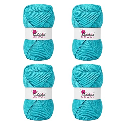Image of Brilon Acrylic Hand Knitting Yarn Balls Pack of 4 (50g Each) -Soft Wool Yarn for Knitting, Craft, DIY Projects, Sweaters, Scarves, Multicolor Wool Thread for Home Use (Mint Blue)