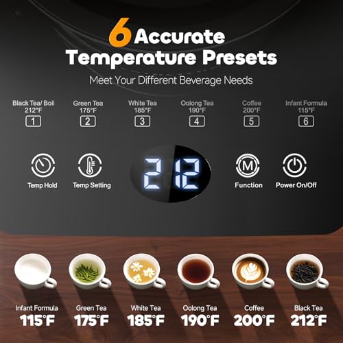 Tetera eléctrica con infusor y control de temperatura 1.5L miniatura 2