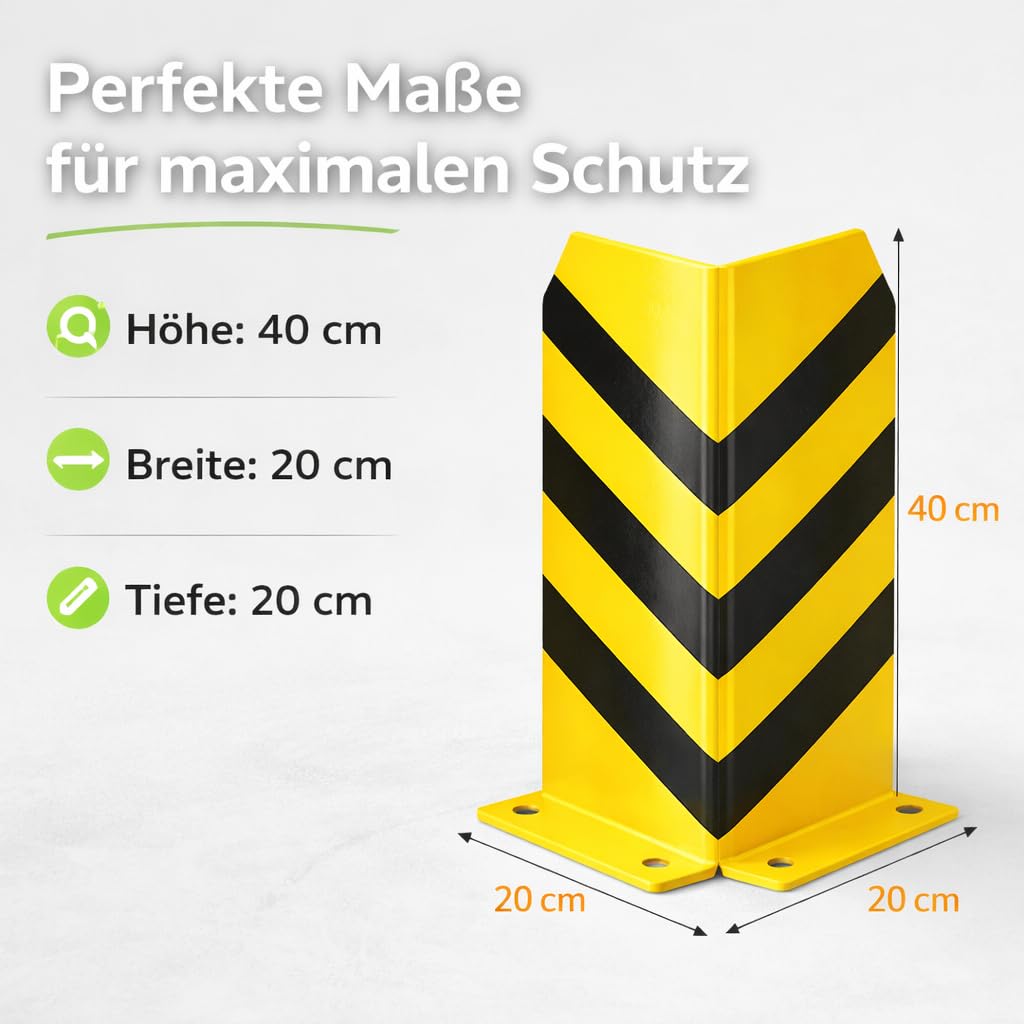 Protezione angolare in acciaio – Protezione antitramma angolare & Rammecke – Protezione antincastro per scaffale, scaffale alto, vialetto, cortile e garage (altezza 40 cm)