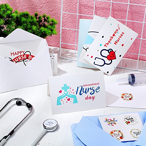 Faccito 24 Sets Nurse Thank You Cards Medical Staff Appreciation Cards With Envelopes Stickers Nurses Week Gifts 6 Assorted Happy Nurse Day Note Card Healthcare Workers Doctor Nurse Greeting Cards #TOP1