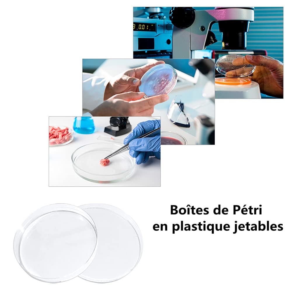 Latrat 20 pz Dishes Petri, Scatole Di Petri In Plastica Sterile, Scatola Sterile con Coperchi per Laboratorio Cellulare Cultura Tessuto, 90 mm