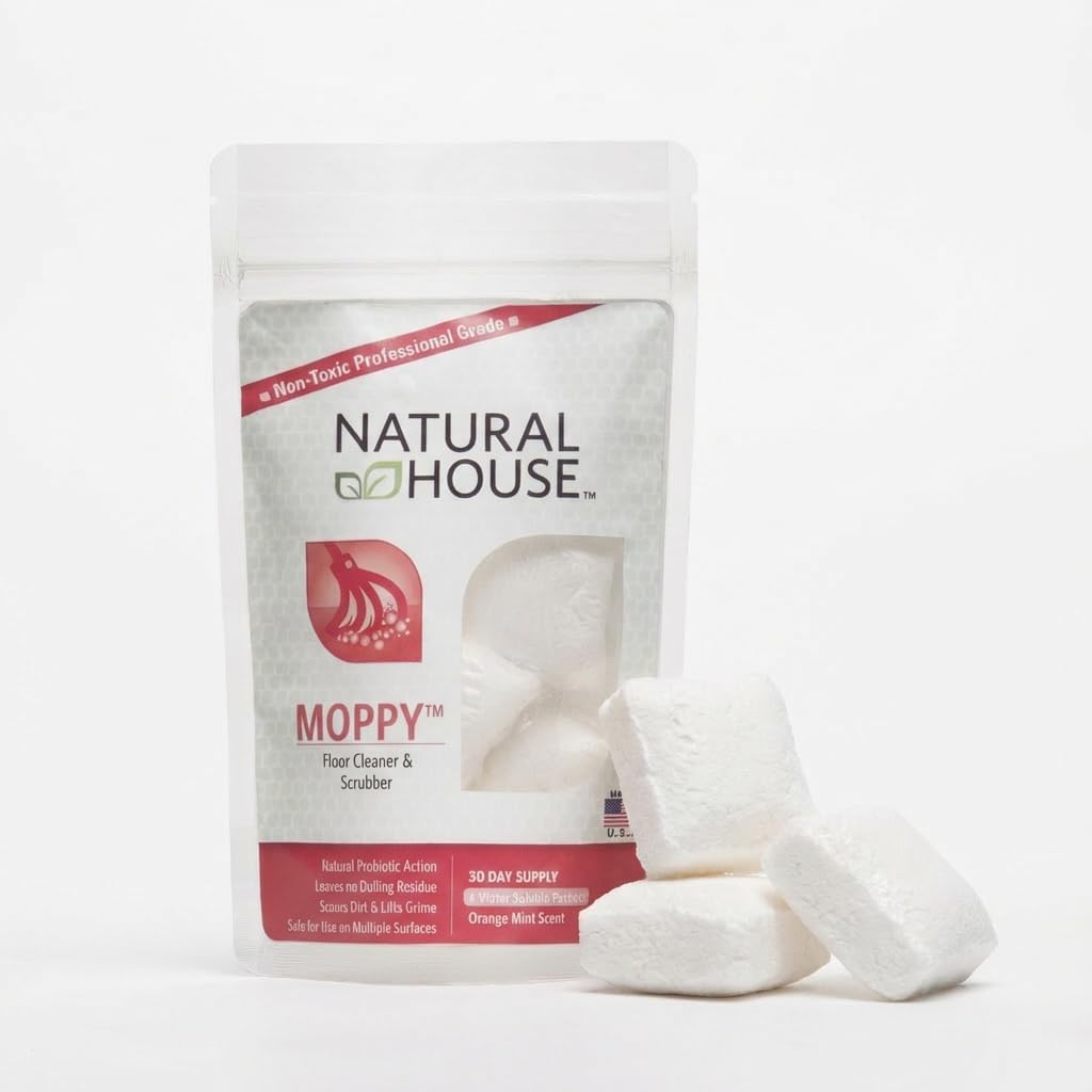 Natural House Moppy - Probiotic Floor Cleaner Pods - No Residue Formula - Multi-Surface Safe - Orange Mint Scent - 120 Count