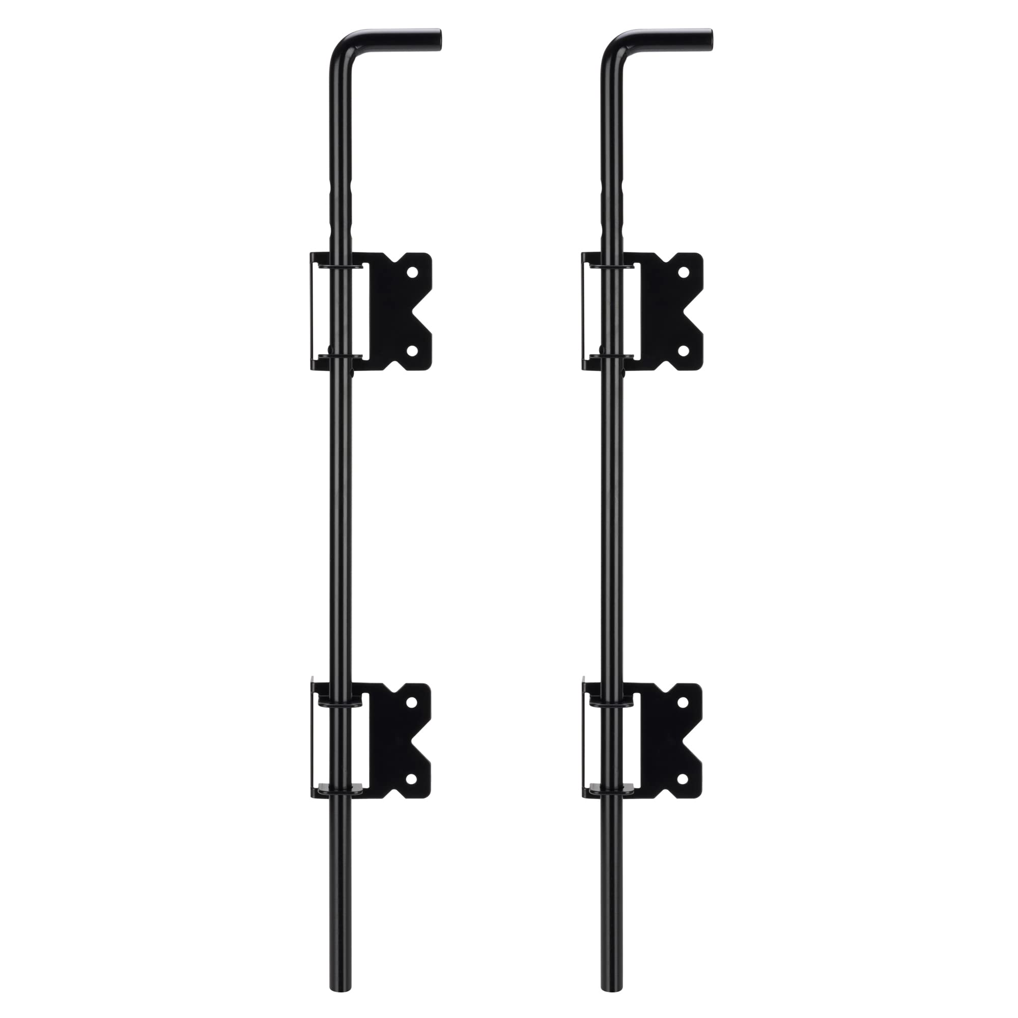 SANKINS 18" Cane Bolt Gate Drop Rod Heavy Duty Gate Hardware Solid Steel Gate Ground Latch for Wood PVC Vinyl Metal Gates Fences Doors, Holding Gate to The Ground, Black Finish, 2 Pack