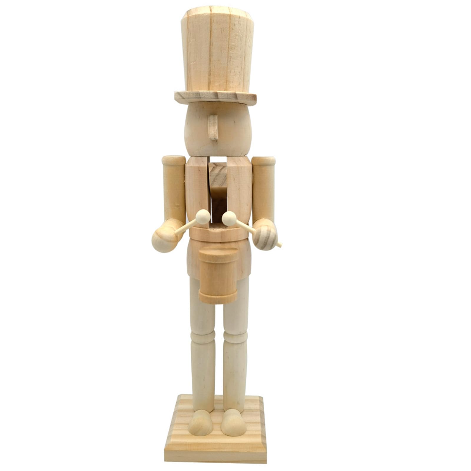 Hsioluted Christmas Unfinished Nutcrackers 38cm Unfinished Wood Nutcrackers Christmas Painting Figure Decoration Wood Soldier Statue Painting Craft