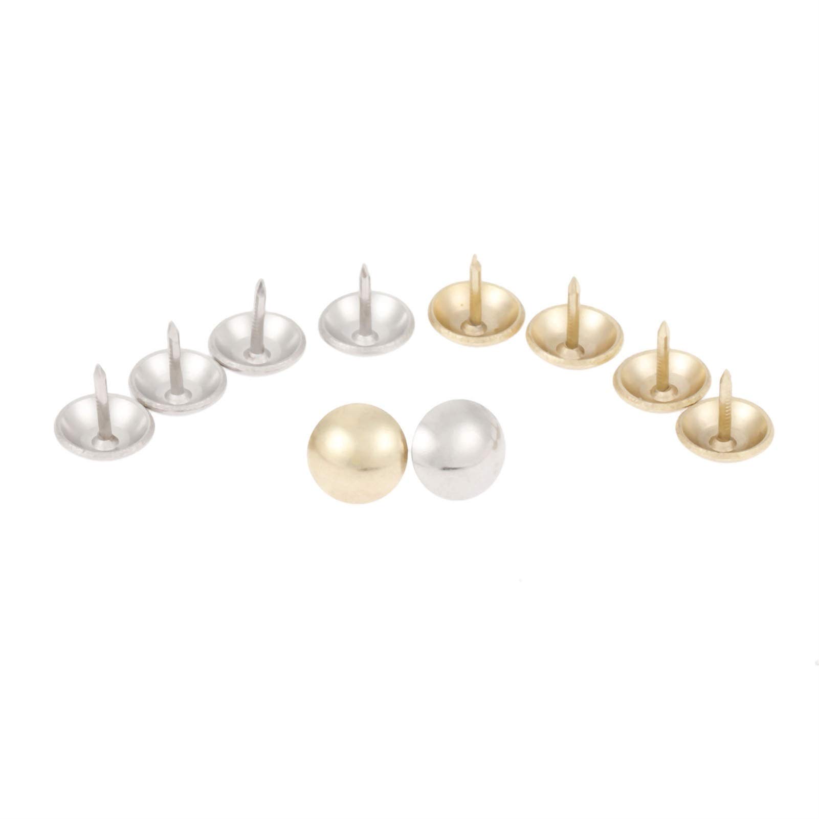 Chiusure a perno per progetti fai da te, 100 pezzi, argento e oro, per scatole regalo, divani, porte, 11 mm, chiodi per moquette e tappezzeria
