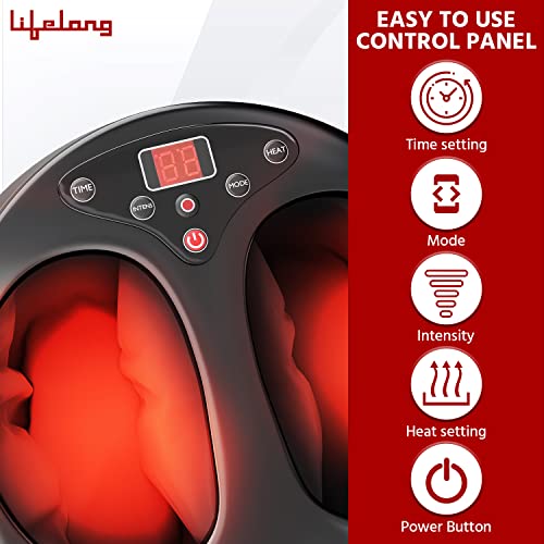 Image of Lifelong LLM432 Air Bag Foot Massager | Shiatsu Foot Massager Machine with Soothing Heat, Deep Kneading Therapy, Air Compression, for Blood Circulation and Foot Wellness, Brown