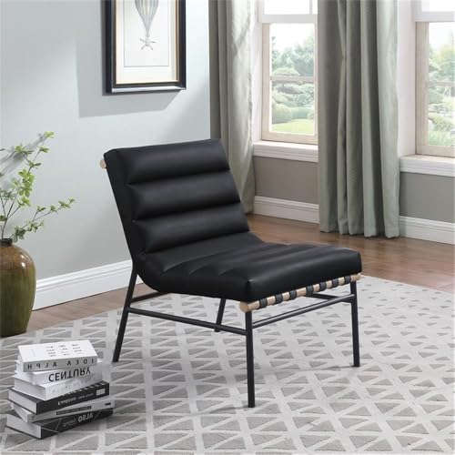 Sillón Plegable Cuero Sintético Negro miniatura 2