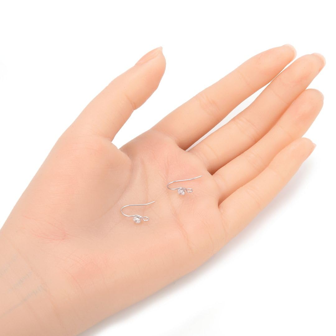 Adabele autentyczne srebro wysokiej próby 925 fantazyjne kolczyki haczyk wiszący 3 mm cyrkonia CZ diamentowy drut do uszu odporny na matowienie do samodzielnego wykonania kolczyków biżuterii SS470