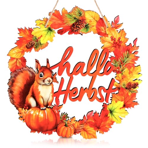 BOFUNX Herbst Deko Türkranz aus Holz Dekokranz zum Aufhängen...