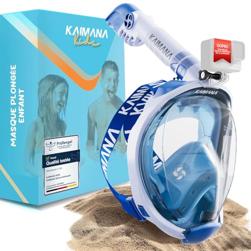 KAIMANA® Masque de Snorkeling Intégral Enfants | CO₂-Safe, Anti-Buée & Étanche | Sac de Transport Inclus