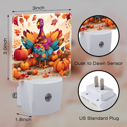 Image of Night Light, Dusk to Dawn Night Light Plug in, Fall Thanksgiving Turkey