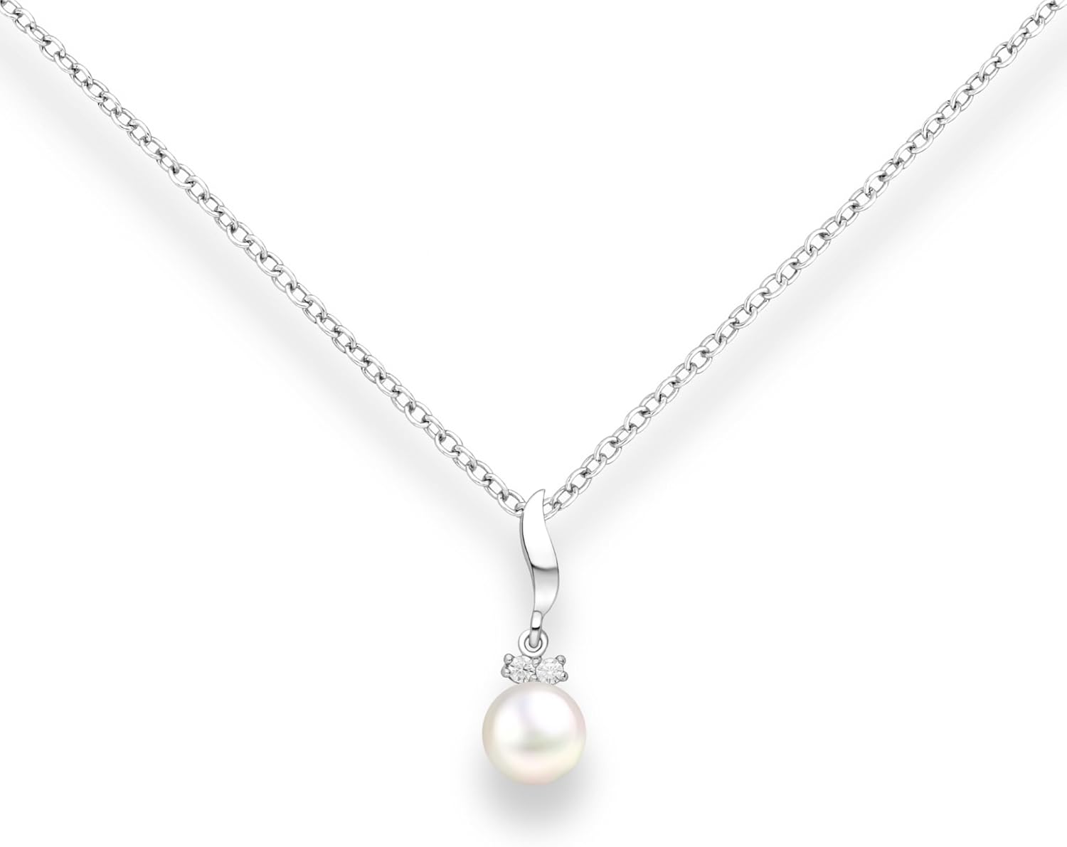 Pearl Necklace for Women Sterling Silver Chain Birthstone for Women Fine Jewelry Dainty Infinity Pendant Anniversary Birthday Christmas Gifts for Her Wife Mom Lady Daughter,