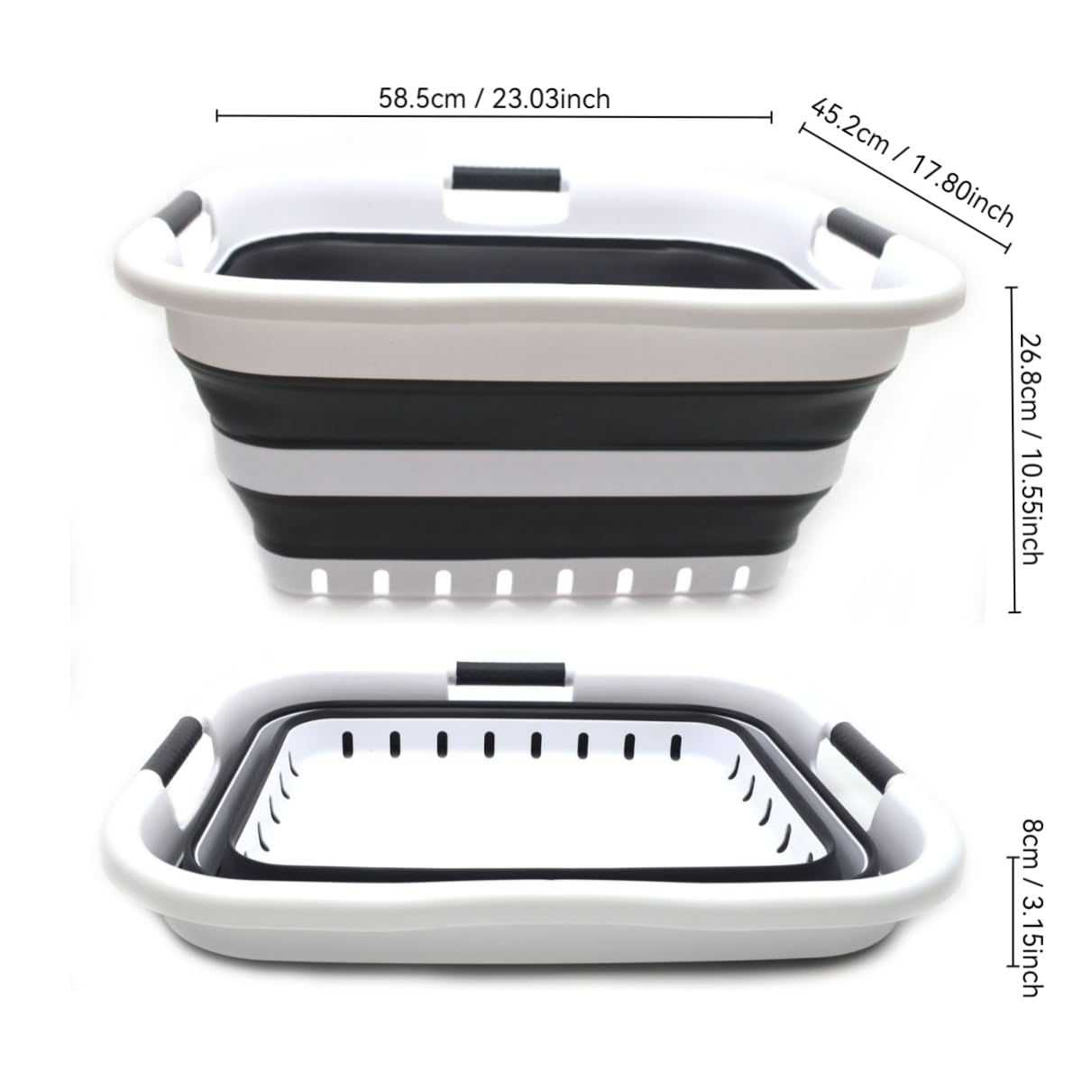 Sammart Panier à Linge Pliable 41 Litres En Plastique - Boîte De Rangement Rétractable Portable