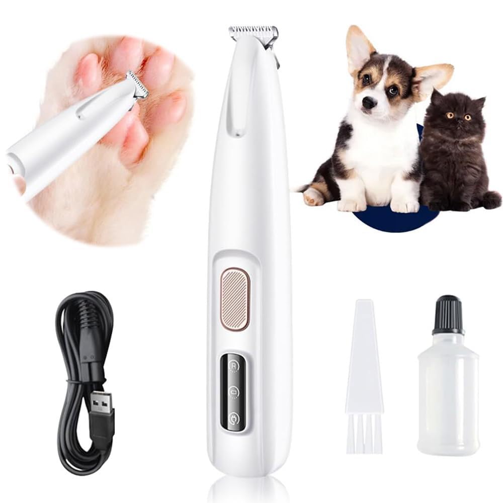 Patounet Tondeuse de précision pour chats — 35 dB ultra silencieuse, lame douce et hypoallergénique, charge USB, éclairage LED, compacte et portable
