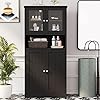   Irontar-Bathroom-Cabinet-Bathroom-Floor-Cabinet-with-Open-Shelf-Large-Display-Cabinet-with-Doors-Kitchen-Cupboard-Storage-Cabinet-for-Living-Room-236-x-118-x-504-Inches-Black-CWG006B