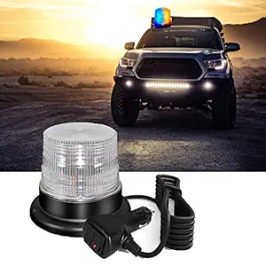 Amber & Blue LED Beacon Light Emergency Strobe Light Magnetic Flashing Warning, Led Strobe Light, for Truck Vehicle With Magnetic Base (Amber + Blue)