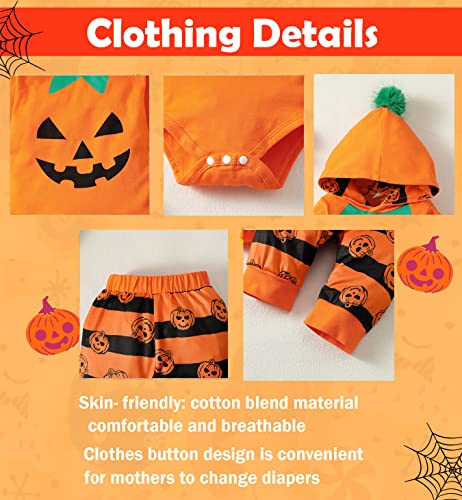 Happidoo Newborn Boy Halloween Outfit Baby Pumpkin Clothes Pumpkin Bodysuitt thumb #2