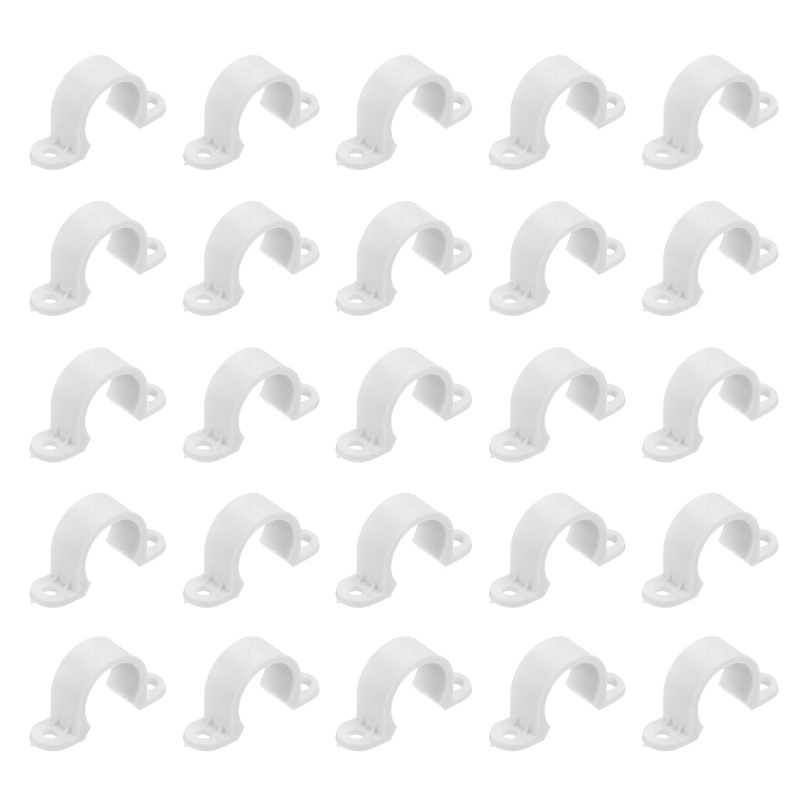 uxcell 30Pcs PVC Pipe Straps, 20mm(4/5") Plastic Conduit Strap 2 Holes PVC Pipe Mounting Bracket for PVC Pipe Conduit and Cables, White