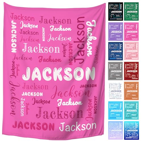 PFTPOW Personalized Blankets for Kids Adults Custom Name Blanket Customized Baby Blankets with Names Gifts for Christmas Birthday Valentines Day 40'' x 50''