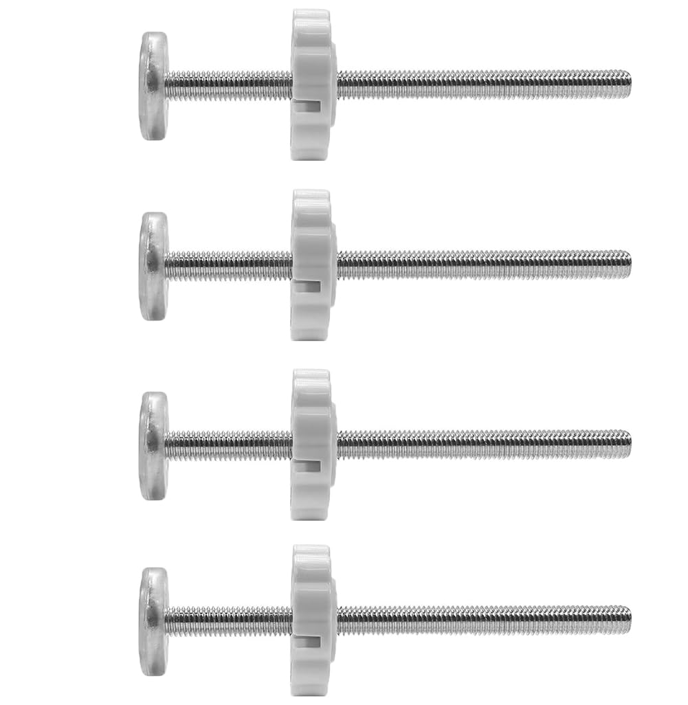 4 Pack M8 (8mm) Baby Gate Threaded Spindle Rod Replacement Screw Bolts Kit for Baby & Pet Pressure Mounted Safety Gates Extra Long Wall Mounting Accessories Adapter Bolts (White)