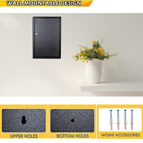 Furnishh Key Box Wall Mount 100 Position Metal Locking Key Cabinet Organizer With Key Tags Key Safe Security Storage Lockbox Holder For Valets, Hotels, Car And House Keys, Key Keeper Box - Black #TOP3