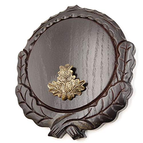 Placa de cuña tallada oscura AF 16 cm con 1 pieza de hoja de roble, portada pequeña de cuña, tabla de especias, placa de trofeo.