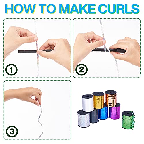 Image of PartyWoo Silver Curling Ribbon, 500 Yard for Crafts, Iridescent Crimped, Shiny Metallic for Gift Wrapping, Balloons String, Hair, Florist Flower (1 Roll)