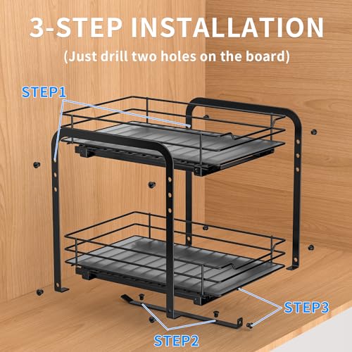 RCHYFEED Spice Rack Organizer for Cabinet, 2 Tier Pull Out Spice Racks for Inside Cabinets & Pantry, Height Adjustable Heavy Duty Vertical Spice Shelf for Seasoning Organizer(9.5" Wx10.5 Dx9.5 H) 7 RCHYFEED Spice Rack Organizer for Cabinet, 2 Tier Pull Out Spice Racks for Inside Cabinets & Pantry, Height Adjustable Heavy Duty Vertical Spice Shelf for Seasoning Organizer(9.5" Wx10.5 Dx9.5 H) - Image 5