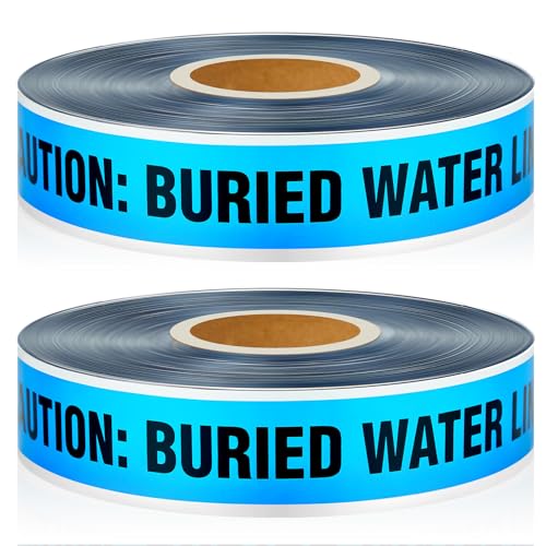 Pangda 2 Rolls 1000 Feet Detectable Safety Tape 5 Mil Underground Detectable Warning Tape for...