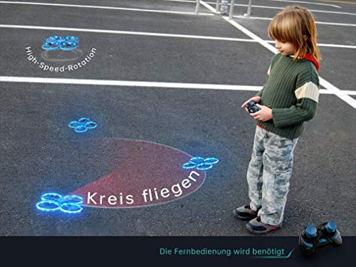 SP300 Drohne mit Blaue LED, RC Quadrocopter mit 3 Fernbedienungen, 2 Akkus für 14 Minuten, Throw’N Go, Automatische… – Bild 8