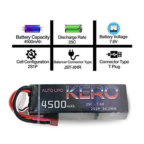 Amazon.co.jp: KERO リポバッテリーパック 4500mAh 2S 7.6V 25C RC車