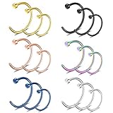 LANDWET Nose Rings Hoop Half - 18Pcs Surgical Steel Loop Nose Rings Piercing Jewelry Set, Idea Gift for Lover, Family, Friends, Coworkers or Daily Wear