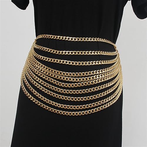 Women's Runway Fashion Gold Metal Chain Cummerbunds Female Dress Corsets Waistband Belts Decoration Wide Belt4