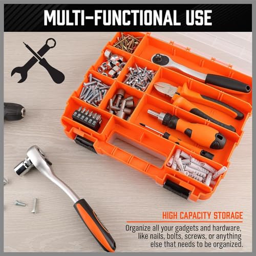 Boîte à Outils portable double face à 34 compartiments amovibles pour quincaillerie