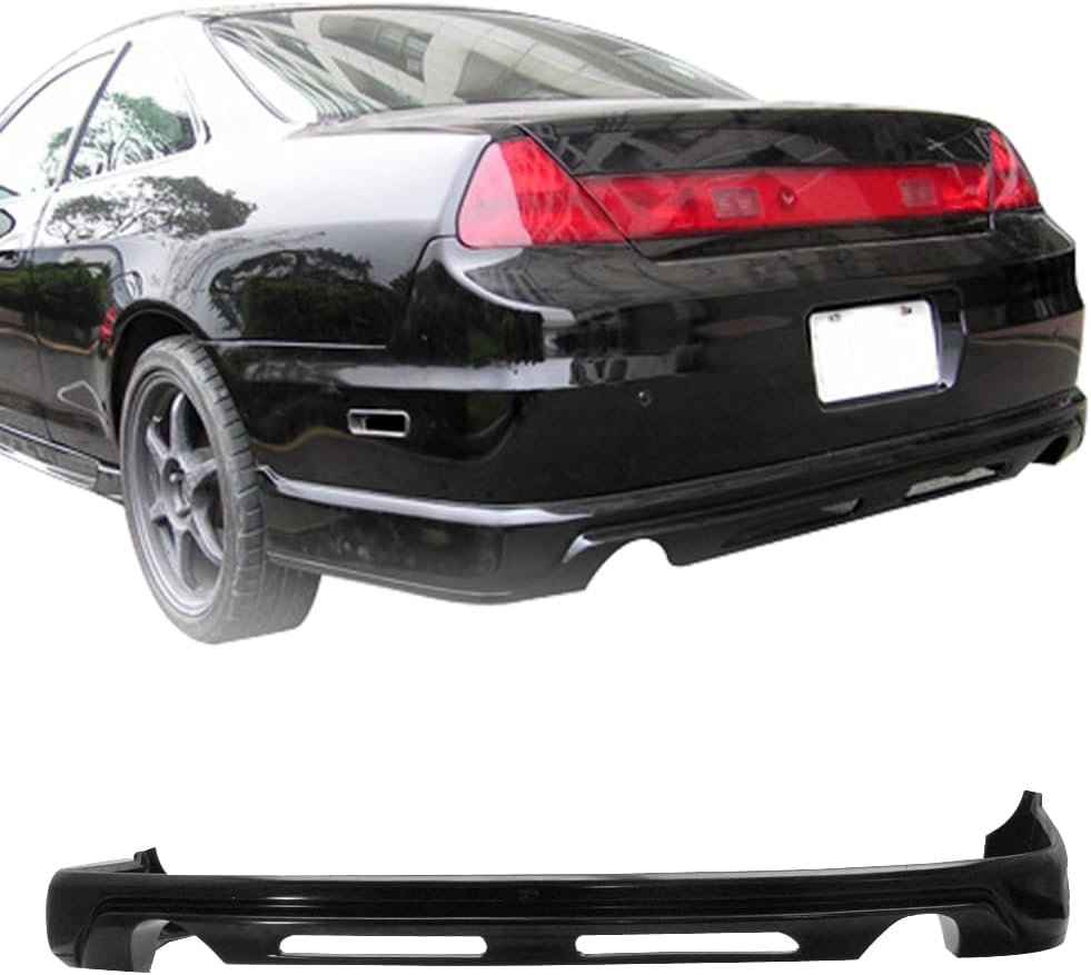 Rear Bumper Diffuser Lip, Compatible with 1998-2002 Honda Accord 2 Door Coupe, PU Unpainted Black JDM Style Rear Lower Lip Valance Splitter