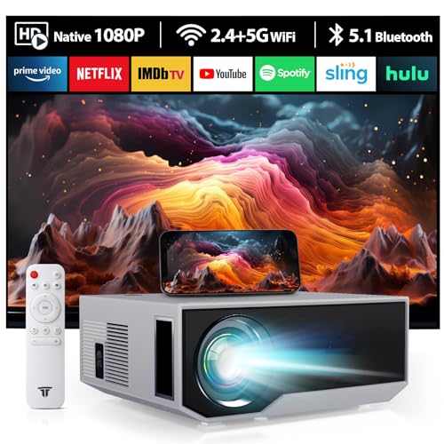 Image of ZDK 2024 Newest Projector with Wifi Bluetooth, 15000lux 500ANSI Native 1080P Bluetooth Mini Projector For Outdoor Home Movie 300"", Compatible with Iphone Android / Ipad/ Laptop/ TV Stick-Silver