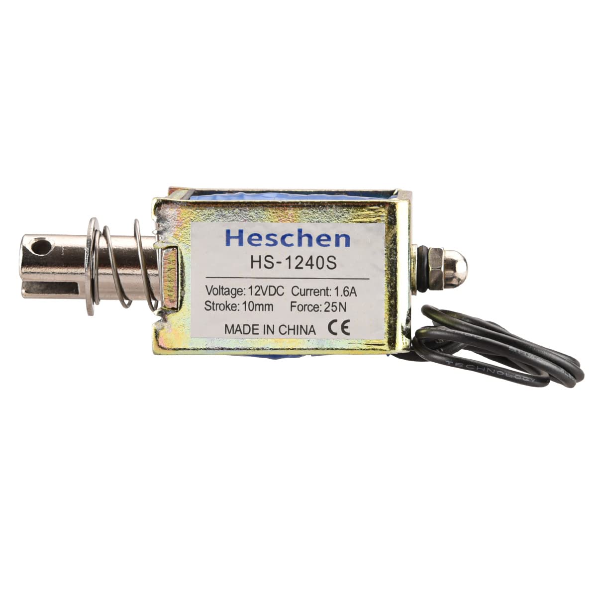 Électro-aimant Solénoïde Heschen HS-1240S | DC12V 1.6A 25N - Course 10mm
