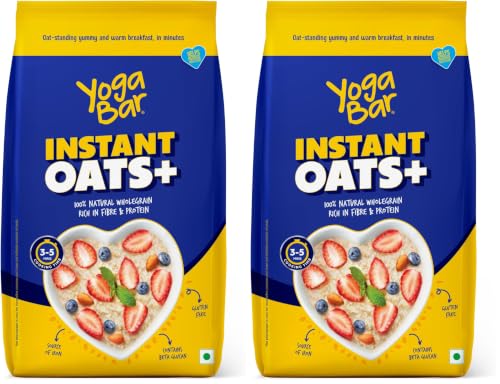 Image of Yogabar Instant Oats 1 Kg, Pack of 8 | Premium Oats, Ready to Cook, Gluten Free, with High Fibre, 100% Whole Grain, Non-GMO, 4Kg