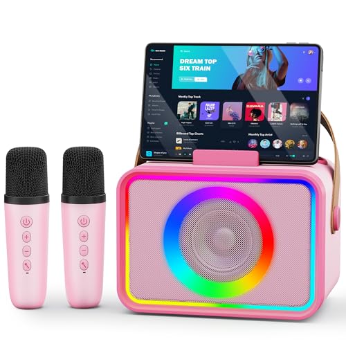 [2025] Karaoke Maschine 2 Mikrofonen: Wowstar Karaoke Anlage mit 2 Karaoke Mikrofonen - Tragbare Bluetooth Karaoke Box Lautsprecher für Erwachsene Kinder Live-Mischpulte Geschenk...