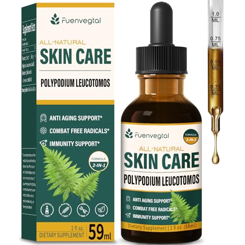 Fuenvegtal Polypodium Leucotomos Extract Skin Care Drops with Nicotinamide - Liquid Supplement Supports Anti-Aging, Combats Free Radicals, and Promotes Skin Health & Immunity. 2oz