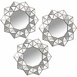 SET 3 ADORNOS PARED ESPEJO C/MELAMINA DORADA_°25CM