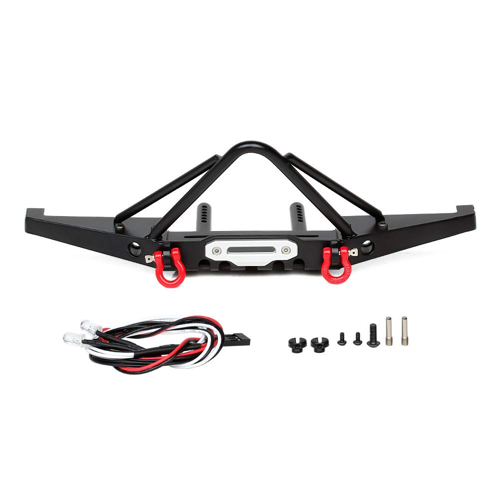 INJORA RC Front Bumper Metal Front Bumper Set RC Accessory for 1:10 RC Crawler Axial SCX10 and SCX10 II 90046 90047 (Black)