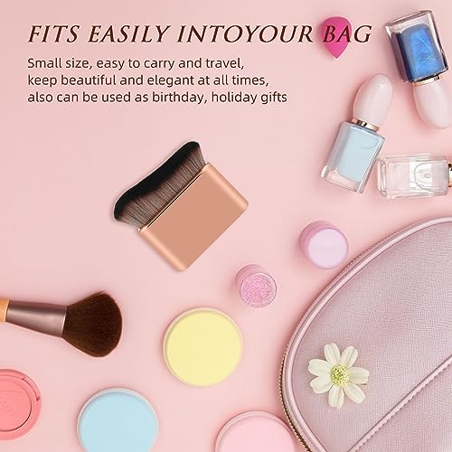 Bräunungspinsel, 6,8 x 6,8 cm Flacher Bräunungspinsel Großer Körper-Make-up-Pinsel Selbstbräunungspinsel Multifunktionaler Körperpinsel Puderpinsel Rougepinsel mit Weichen Borsten (Roségold) – Bild 6