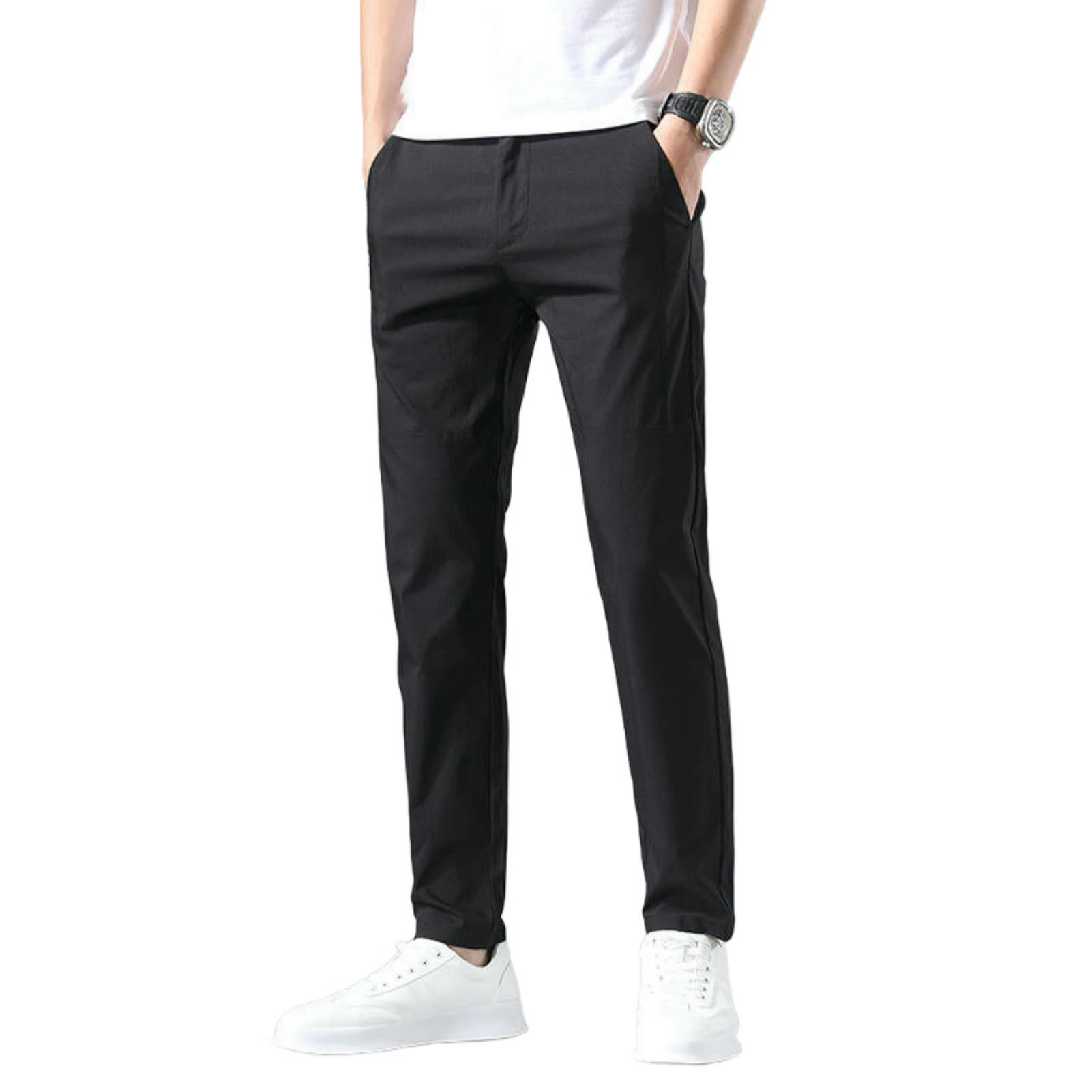 Pantalon homme style coréen coupe ajustée patchwork décontracté - 8