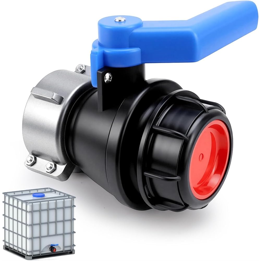 Jnchdghwa As Shown Ibc Tank Adapter Ball Valve 60 Mm To 62 Mm Stopcock For Rainwater Tank, Rain Butt, Container Accessories