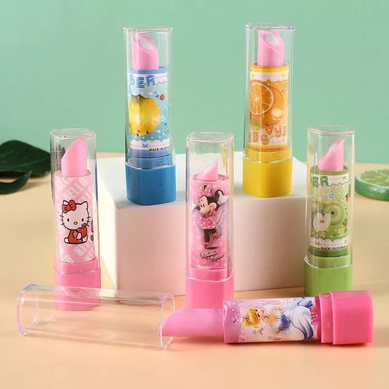 SAPUTRA Cartoon Printed Pencil Erasers with Cap Novelty Rubbers Cute Lipstick Style Eraser for Kids Girls Students Gift (Pack of 6) (B0D33LZ1S4) Amazon Price History, Amazon Price Tracker